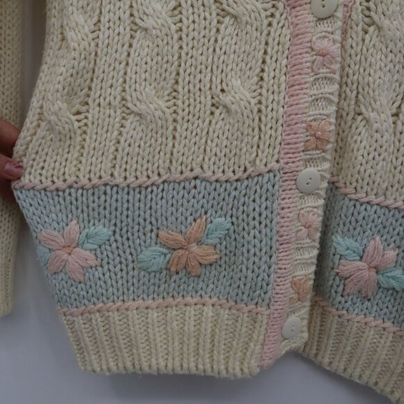 Bravo Cardigan Womens M Cream Fishermancore Soft Girl Kawaii Fairycore Cottage - Picture 4 of 16